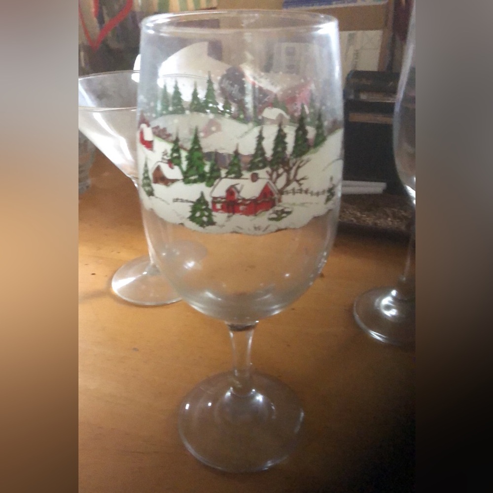 Holiday wine glass